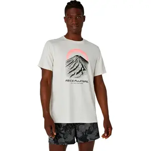 ASICS Fujitrail Logo Maillot de course Hommes - crème, Taille M pas cher