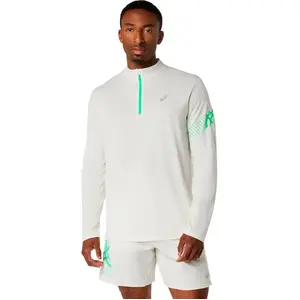 ASICS Icon 1/2 Zip Maillot de course Hommes-beige, vert, Taille XXL pas cher