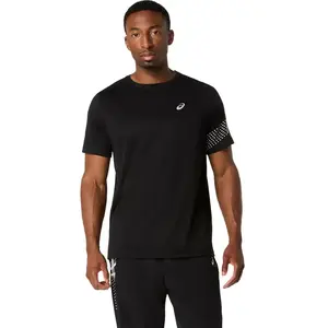 T-shirt ASICS Icon manches courtes noir blanc - S pas cher