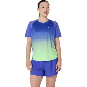 ASICS Road Fade Maillot de course Femmes-bleu, vert, Taille L pas cher