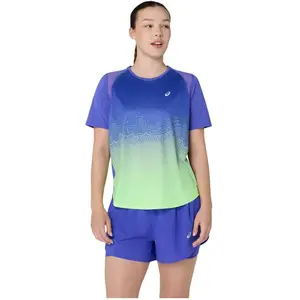ASICS Road Fade Maillot de course Femmes-bleu, vert, Taille M pas cher