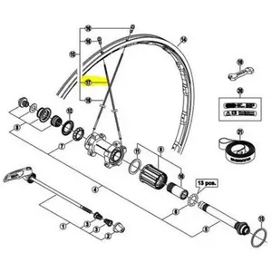 Rayons droit Shimano WH-9000-C24-CL-R Argenté 300 mm Y012AD00V
