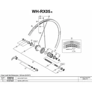 Rayons Shimano 284 mm de VR/MR wh-rx05 y-012 F4847