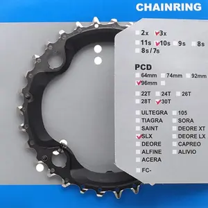 Comparateur de prix : Shimano plateau SLX M672 30T-AN 10S 10S 96 mm noir/argent