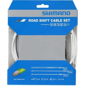 Comparateur de prix : Kit de transmission vélo de route Shimano Optislick blanc (2 câbles)
