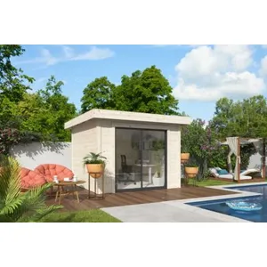 White Wood Abri bois / Studio de jardin Lydia baie coulissante aluminium SU 8m2 pas cher