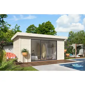 White Wood Abri bois / Studio de jardin Lydia baie coulissante alu SU 14,4m2 pas cher