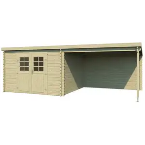 WEKA Abri de jardin bois Elody avec extension- 28mm - surface utile 8,20m2 pas cher