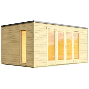 M&s - Abri de jardin en bois 13,08 m² avec porte-fenêtre et toit plat