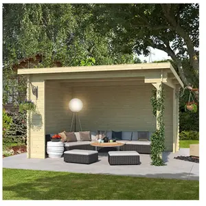 LASITAMAJA Abri de jardin ouvert en bois 10,09 m² avec toit plat en feutre pas cher