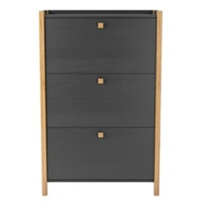 Comparateur de prix : Paris Prix Meuble à chaussures 3 abattants 84x26x132 cm noir et naturel - LAWTON