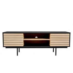 Comparateur de prix : Paris Prix Meuble TV Design "Stripe" 150cm Chêne & Noir