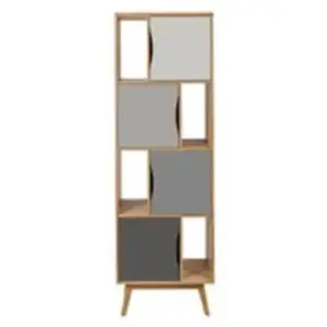 Comparateur de prix : Bibliothèque 4 portes 65x35x191 cm naturel et gris - CLYDE