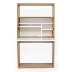 Paris Prix Bureau Secrétaire Design "Loma" 157cm Blanc & Chêne pas cher