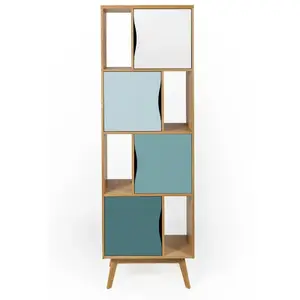 Comparateur de prix : Bibliothèque Design "Avon" 191cm Naturel & Bleu