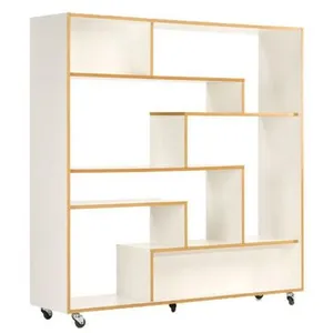 Comparateur de prix : Maison et Styles Etagère design sur roulettes 140x35x143 cm blanc et chêne