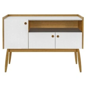 Paris Prix Buffet 3 Portes & 1 Niche "Farsta" 115cm Chêne & Blanc