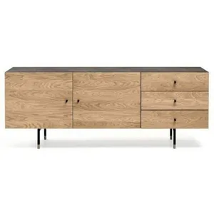Comparateur de prix : Paris Prix Woodman - Buffet 2 portes 3 tiroirs 180x48x70 cm décor naturel