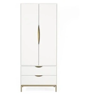 Comparateur de prix : Non communiqué Armoire 2 portes 2 tiroirs 80x55x195 cm blanc et doré - ROLAND