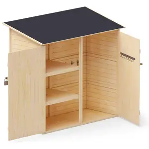Upyard Abri de Jardin en Bois Naturel - Cabine de Rangement Extérieur - Cabane à Outils avec Système D'étagères, Naturel pas cher