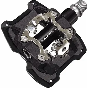 Comparateur de prix : Exustar Pédale VTT E-PM831 en Aluminium Noir avec Double Fonction SPD/FLAT