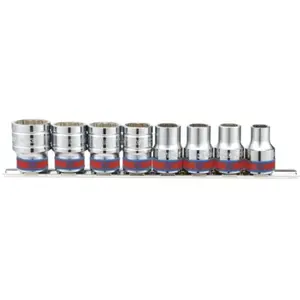 KING TONY Coffret de douilles pouces 1/2" sur rail - 8 pièces - 4010SRVendu parmanomano
