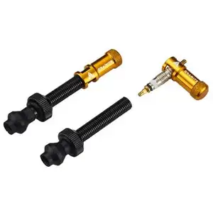 Comparateur de prix : Paire de valves tubeless granite design juicy nipple 45 mm avec bouchons demonte obus or