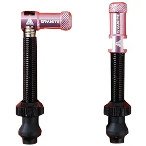 Comparateur de prix : Paire de valves tubeless granite design juicy nipple 60 mm avec bouchons demonte obus rose