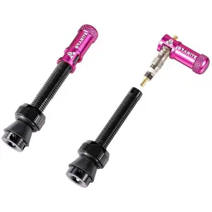 Paire de valves tubeless granite design juicy nipple 80 mm avec bouchons demonte obus rose pas cher