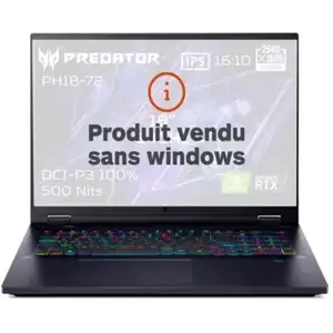 Comparateur de prix : PC Gamer ACER Predator Helios 18 PH18-72-96SE Sans OS