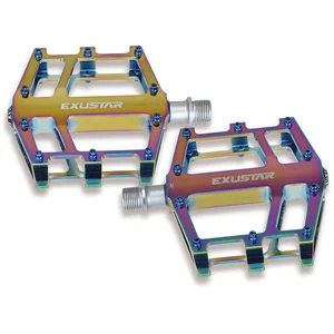Exustar Pédale Flat E-PB525 en Aluminium CNC Finition Oil Slick 103x100mm 324g - Exusta pas cher