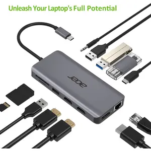 Comparateur de prix : Station d'accueil Hub USB Type C 12 en 1 Acer HP.DSCAB.009 Argent