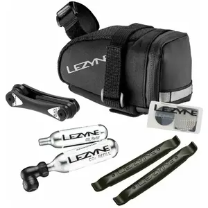 Comparateur de prix : Sacoche de selle Lezyne Caddy M noire avec kit CO2 et accessoires