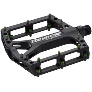 Reverse Components Pédale de Rétro Black One Noir-Vert Clair pour VTT, Aluminium CNC, Design PlatVendu parla-becanerie