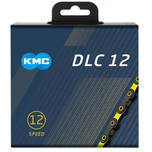 Comparateur de prix : KMC Chaîne 12v DLC Noir/Jaune pour SRAM et Shimano - 126 Maillons, Revêtement Dur