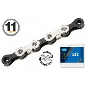 Comparateur de prix : Chaîne Vélo KMC X11 114 Maillons 11V. Chromée/Noire