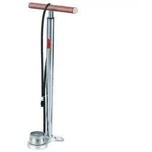 Pompe à pied toutes valves avec manomètre anse en bois acier chromée Mijnenpieper Airfish 701182 Argenté 700 mm pas cher