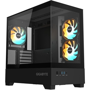 Boîtier PC ATX panoramique Gigabyte C201 noir avec verre trempé et 3 v...