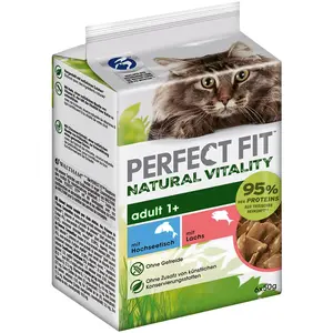 Comparateur de prix : 36x50g Natural Vitality Adult poissons de l'océan, saumon, Perfect Fit...