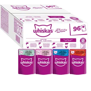 96x85g Jumbopack WHISKAS DUO Terre & Mer en gelée - Pâtée pour chat pas cher