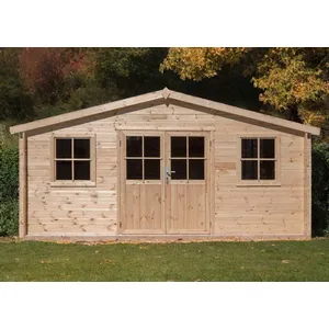 GARTFLEX Abri de jardin bois, ep 28mm, 480x400, surface utile 19,2m², INT048 pas cher