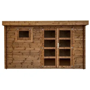 GARTFLEX Abri de jardin en bois, traitée , ep 28mm INT042, espace utile 9.9m² INT042 pas cher
