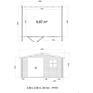 INEKSA Abri de jardin en bois traité, ep 28mm, surface utile 9.9m² INT043 pas cher