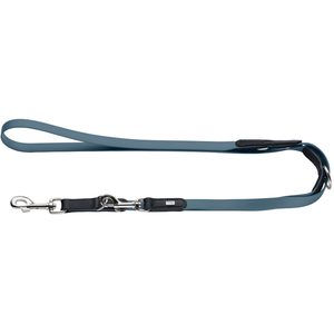 Laisse réglable Hunter Wolmar - Biothane/cuir, bleu fumé/noir, longueur 200cmVendu parzooplus