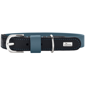 HUNTER collier Wolmar BioThane® x cuir, bleu fumé/noir Gr. L : 55cm de long, 24mm de large chienVendu parzooplus