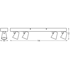 Plafonnier LED OSRAM NEPTUNE, CLICK-SELECT, 4 spots, blanc