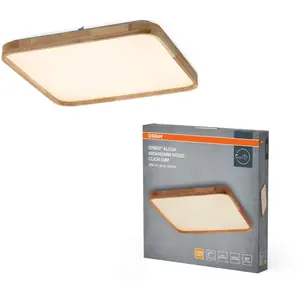 Plafonnier Led Orbis Alicia Avec Décor Bois, 16 W, 2500 Lm, 3000 K, 495 X 495 Mm, Blanc Chaud Agréable, Gradation Par Clic, Protection Ip20, Vis De Montage Et Chevilles Incluses - Osram pas cher