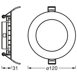 Comparateur de prix : Plafonnier encastré LED OSRAM SLIM, Ø 12 cm, 3 000 K, blanc