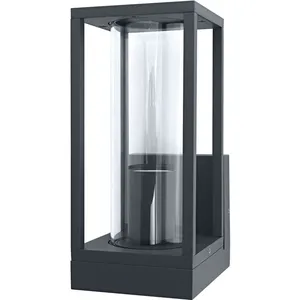 Comparateur de prix : Applique extérieure E27, aluminium, verre transparent, IP44, gris fonc...