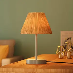 Osram - Lampe à poser Decor Raffia vert et marron en raphia et métal, ... pas cher